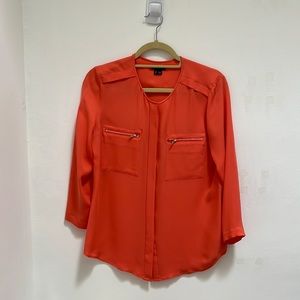 Coral Silk Theory Blouse size S/P